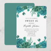 Blauwgroen sappig zoet 16. Blauwe cactus 16e verja Kaart (Voorkant / Achterkant)