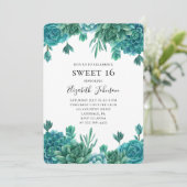 Blauwgroen sappig zoet 16. Blauwe cactus 16e verja Kaart (Staand voorkant)