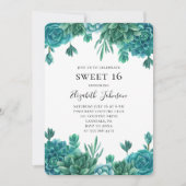 Blauwgroen sappig zoet 16. Blauwe cactus 16e verja Kaart (Voorkant)