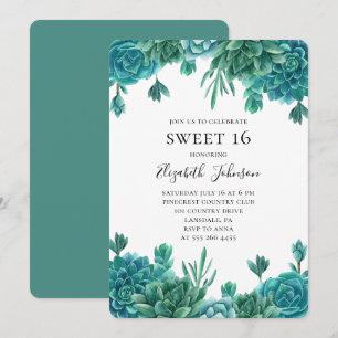 Blauwgroen sappig zoet 16. Blauwe cactus 16e verja Kaart