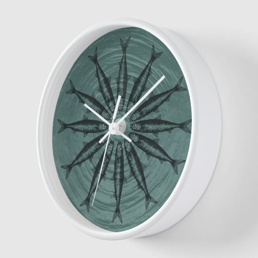 Blauwgroen sardine tekening schets vispatroon (Hoek)