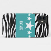 Blauwgroen Sassy Star Zebra BT iPhone 5 Hoesje (Achterkant (horizontaal))
