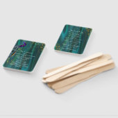 Blauwgroen Satijn met Peacock Trouwprogramma Fan Handwaaier (Niet-gemonteerd)