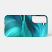 Blauwgroen satijn samsung galaxy hoesje (Achterkant horizontaal)