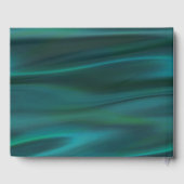 Blauwgroen Satin en Peacock Wedding Guest Book Gastenboek (Achterkant)