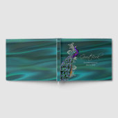 Blauwgroen Satin en Peacock Wedding Guest Book Gastenboek (Volledig)