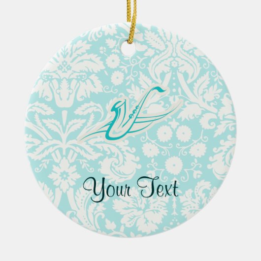 Blauwgroen saxofone keramisch ornament (Voorkant)