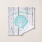 Blauwgroen Scallop Shell Bath-handdoekset Bad Handdoek (Wasdoekje)