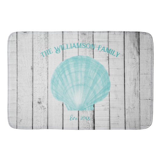Blauwgroen  Scallop Shell Bath Mat (Voorkant)