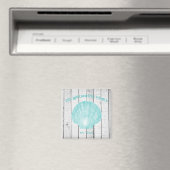 Blauwgroen Scallop Shell Magnet (Insitu (Vaatwasser))