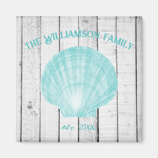 Blauwgroen Scallop Shell Magnet (Voorkant)