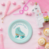 Blauwgroen Schaats Graphic Roller Schaatsen Theme Papieren Bordje (Feest)