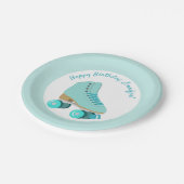 Blauwgroen Schaats Graphic Roller Schaatsen Theme Papieren Bordje (Gekanteld)