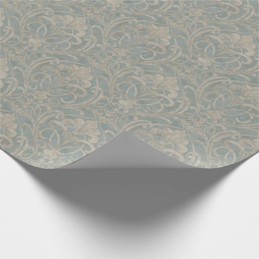 Blauwgroen schade cadeaupapier (Hoek)