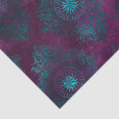 Blauwgroen schade op Paarse ontkoppeling Tissuepapier (Detail)