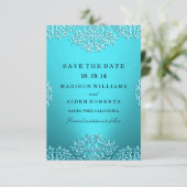 Blauwgroen schadeweddenschappen bewaren de datum save the date (Staand voorkant)