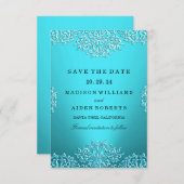 Blauwgroen schadeweddenschappen bewaren de datum save the date (Voorkant / Achterkant)