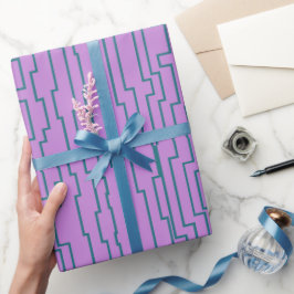 Blauwgroen schakellijnen cadeaupapier