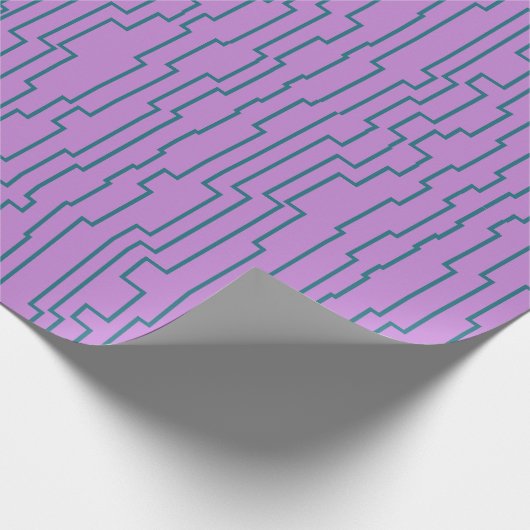 Blauwgroen schakellijnen cadeaupapier (Hoek)