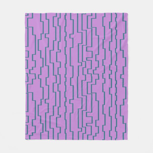 Blauwgroen schakellijnen fleece deken (Voorkant)