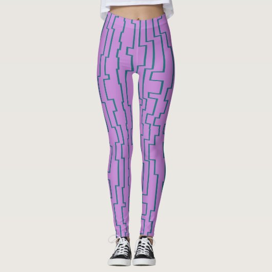 Blauwgroen schakellijnen leggings (Voorkant)
