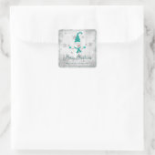 Blauwgroen Schattig Sneeuwman Kerst sticker (Tas)
