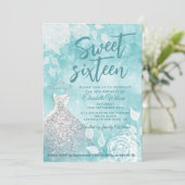 Blauwgroen Schattige bokeh witte rozen zoet zestie Kaart (Staand voorkant)