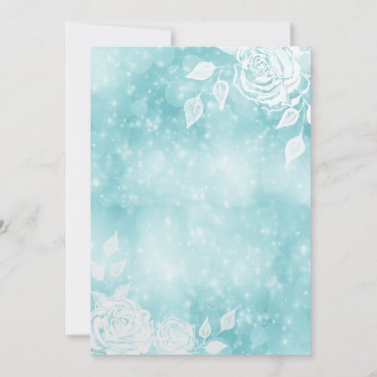 Blauwgroen Schattige bokeh witte rozen zoet zestie Kaart (Achterkant)