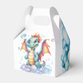 Blauwgroen Schattigee Draak met Ballonnen Verjaard Bedankdoosjes (Achterkant)