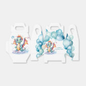 Blauwgroen Schattigee Draak met Ballonnen Verjaard Bedankdoosjes (Uitgevouwen)