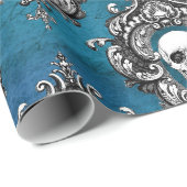 Blauwgroen schedel cadeaupapier (Rol Hoek)