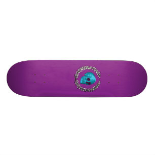 Blauwgroen schedel met Keren Richter Skateboard