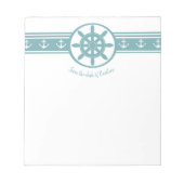 Blauwgroen Scheepswiel Aangepast Notitieblok (Voorkant)