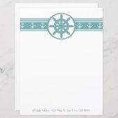 Blauwgroen Scheepswiel - Aangepast papierblad (Voorkant / Achterkant)