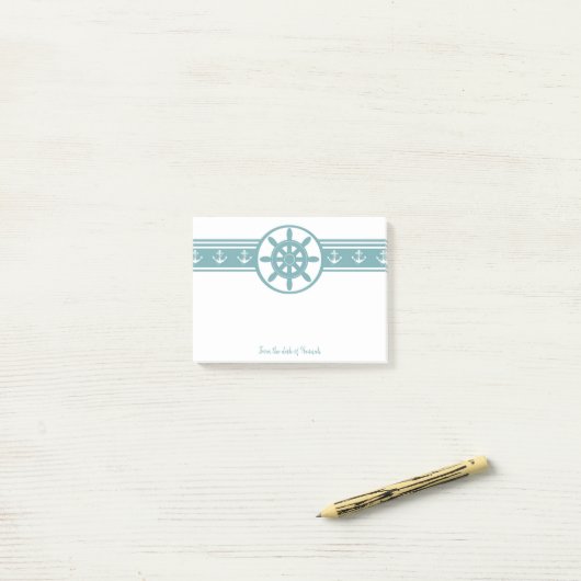 Blauwgroen Scheepswielen Aangepaste notities Post-it® Notes (Op bureau)