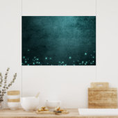 Blauwgroen schemerlicht | Deep Green Aqua Neon Glo Poster (Keuken)