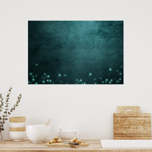 Blauwgroen schemerlicht | Deep Green Aqua Neon Glo Poster (Keuken)
