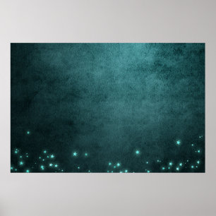 Blauwgroen schemerlicht   Deep Green Aqua Neon Glo Poster