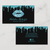 Blauwgroen schijven Glitter Lips Makeup Artist Bea Visitekaartje (Voorkant / Achterkant)
