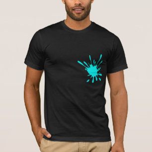 Blauwgroen schildersplatter T-Shirt