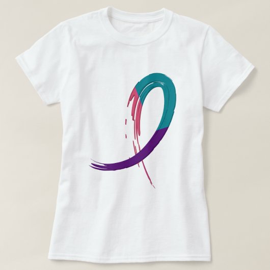 Blauwgroen schildklierkanker, Paars en roze lint A T-shirt (Design voorkant)