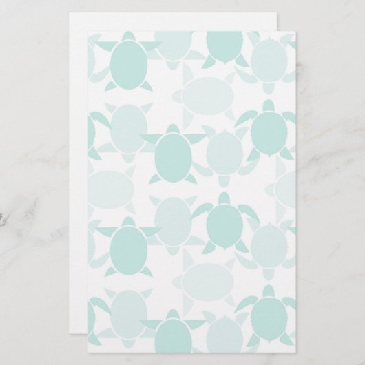 Blauwgroen schildpad briefpapier (Voorkant / Achterkant)