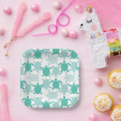 Blauwgroen schildpad papieren bordje (Feest)