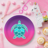 Blauwgroen schildpad papieren bordje (Feest)