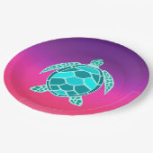 Blauwgroen schildpad papieren bordje (Gekanteld)