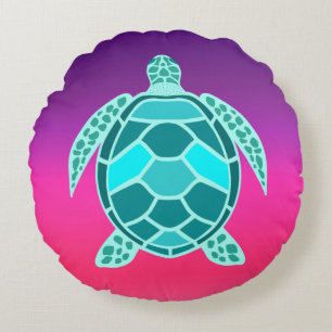 Blauwgroen schildpad rond kussen