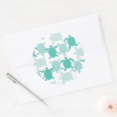 Blauwgroen schildpad ronde sticker (Envelop)