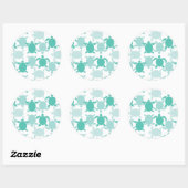 Blauwgroen schildpad ronde sticker (Vel)