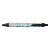 Blauwgroen schildpad roze Star Pattern Monogram Zwarte Inkt Pen (Achterkant)