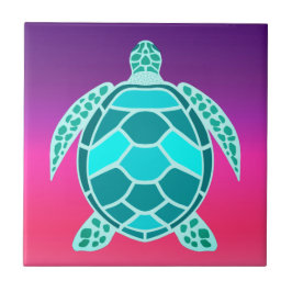 Blauwgroen schildpad tegeltje